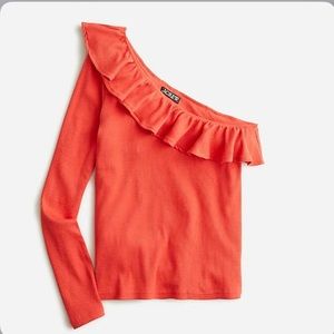 J.‎ Crew NWT One-Shoulder Ruffleneck Top in Vintage Rib
